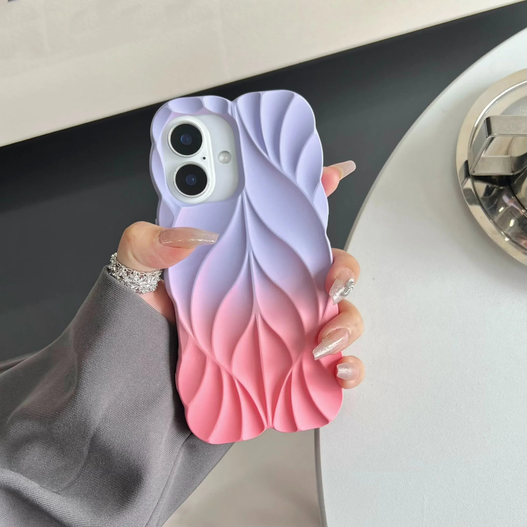 Women's 3D Ripple iPhone Case – Ombre Gradient Protective Cover
