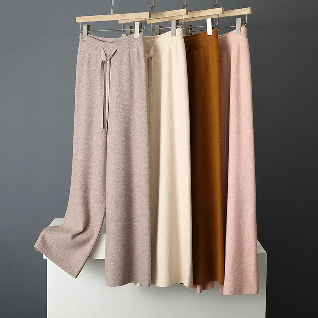 Women's Cashmere-Blend Wide-Leg Knit Trousers – Soft Lounge Luxury