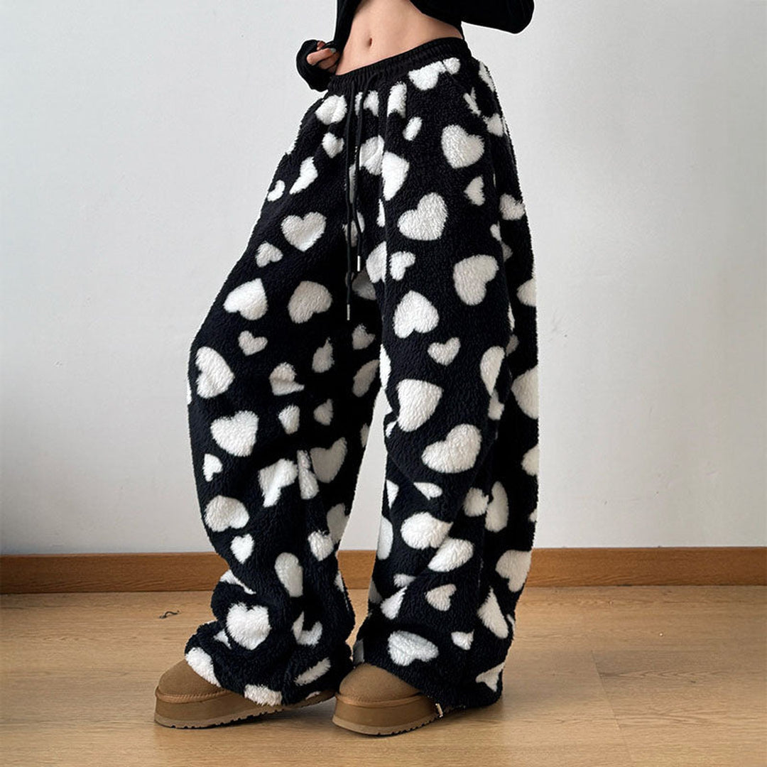 Women's Teddy Fleece Heart Trousers – Cosy Lounge Bottoms