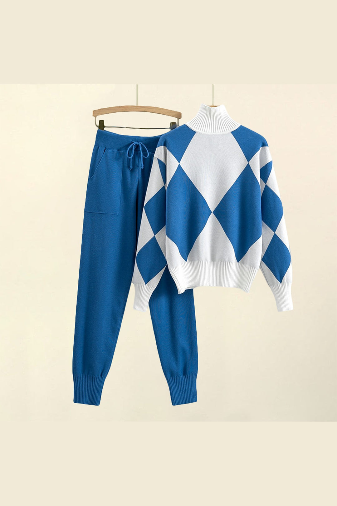 Women's Knitted Co-ord Set – Turtleneck Jumper and Trousers