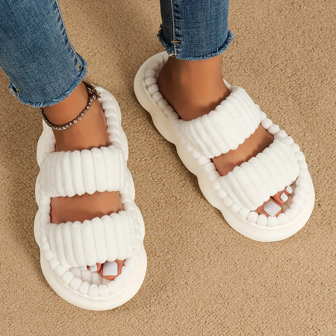 Women's Corduroy Slippers – Cushioned EVA Sole House Shoes