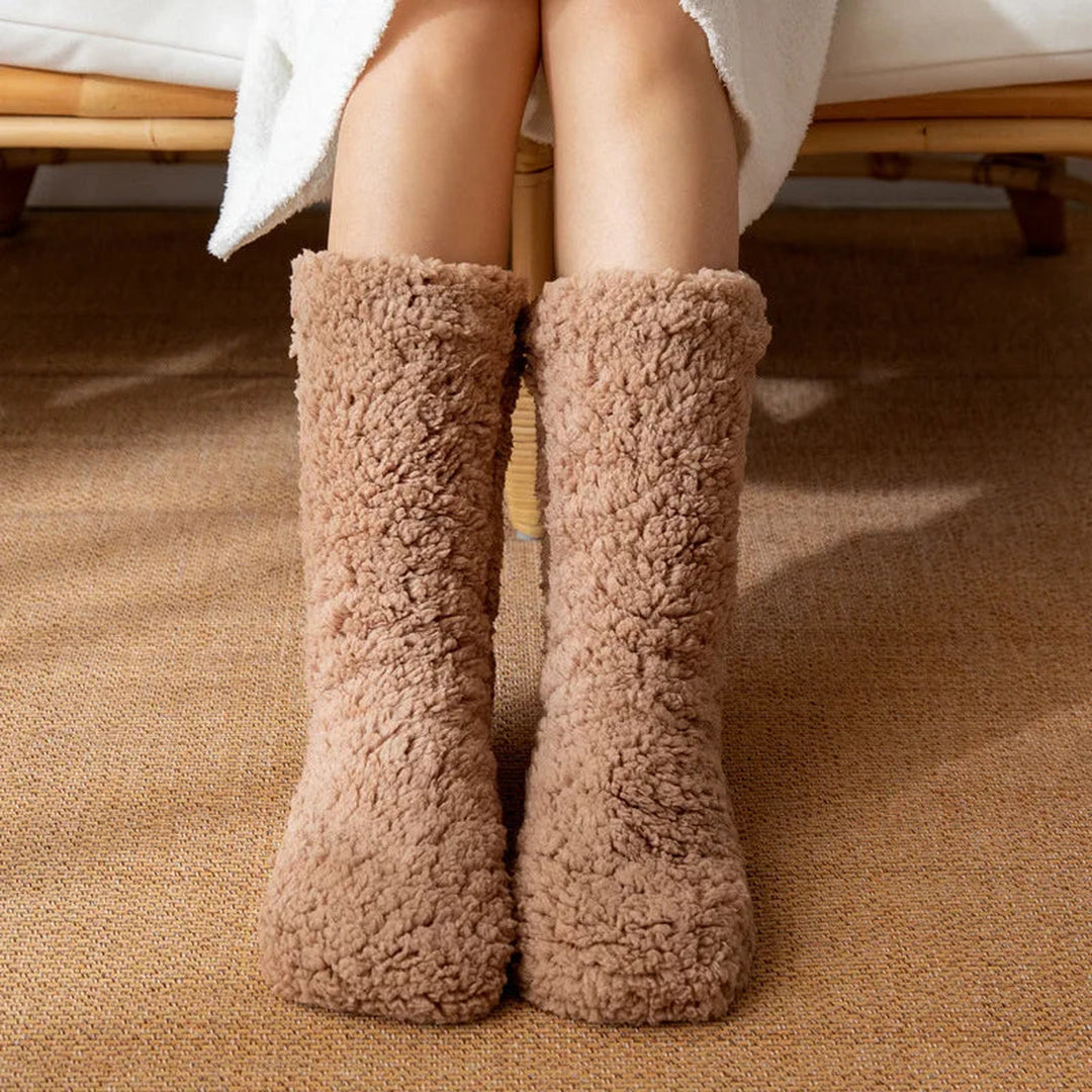 Women's Cosy Sherpa Fleece Socks – Non-Slip Mid-Calf Lounge Socks