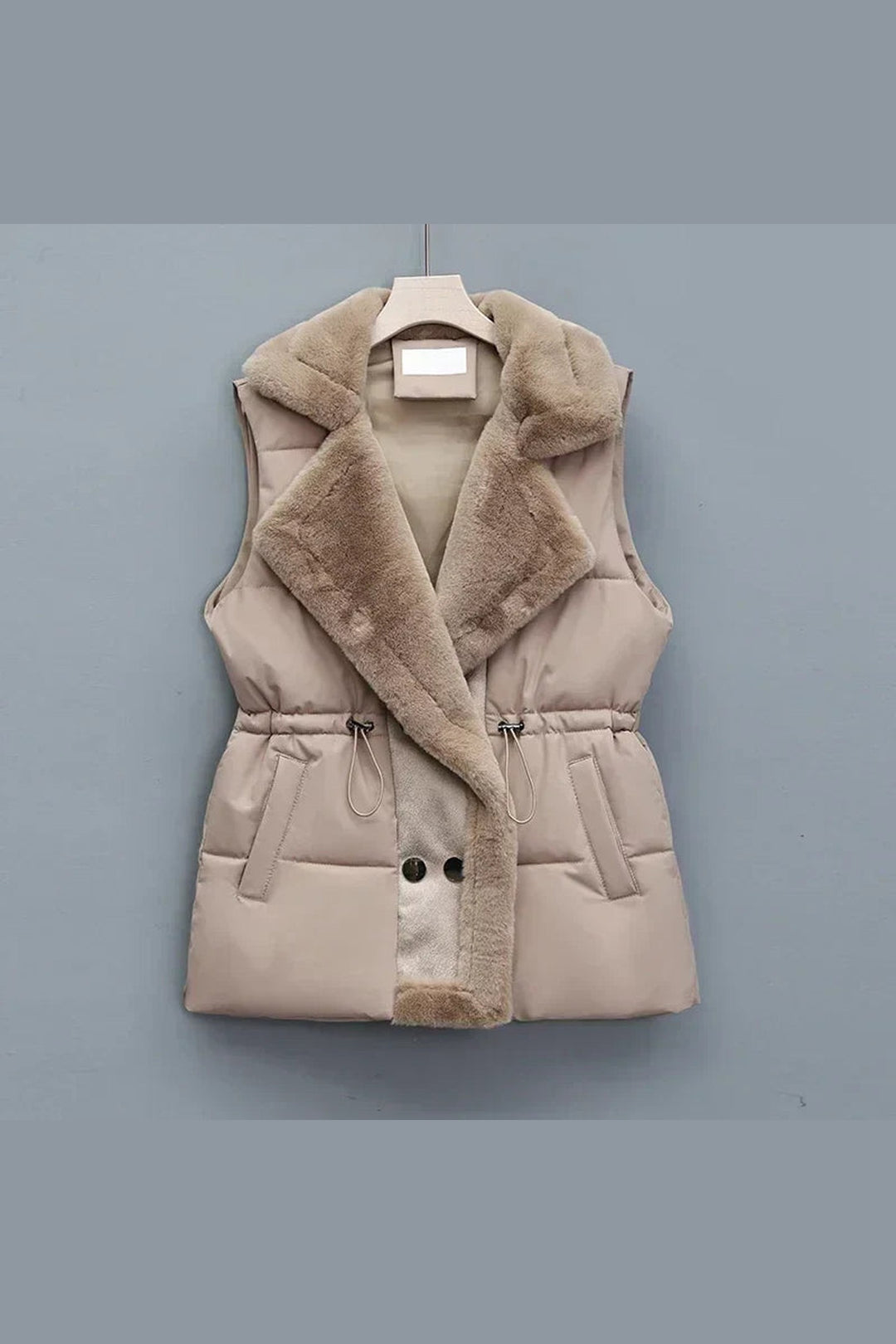 Women's Padded Gilet with Faux Fur Collar – Winter Layering