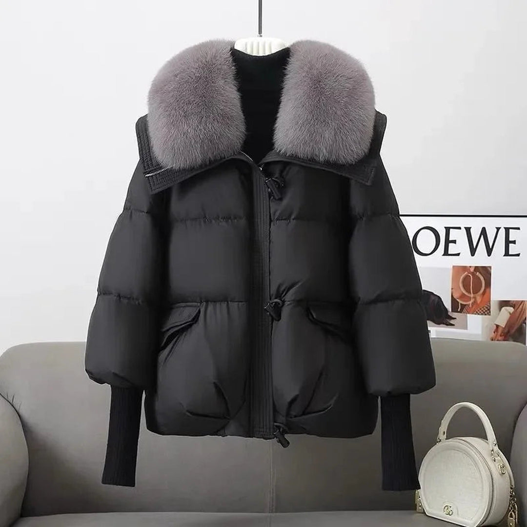 Women's Quilted Puffer Jacket with Faux Fur Collar – Winter Warmth