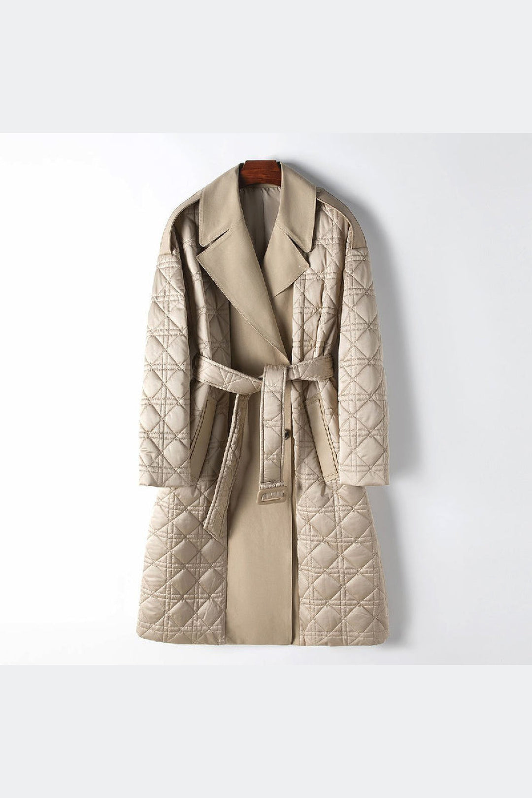 Women's Quilted Coat – Belted Longline Winter Layer