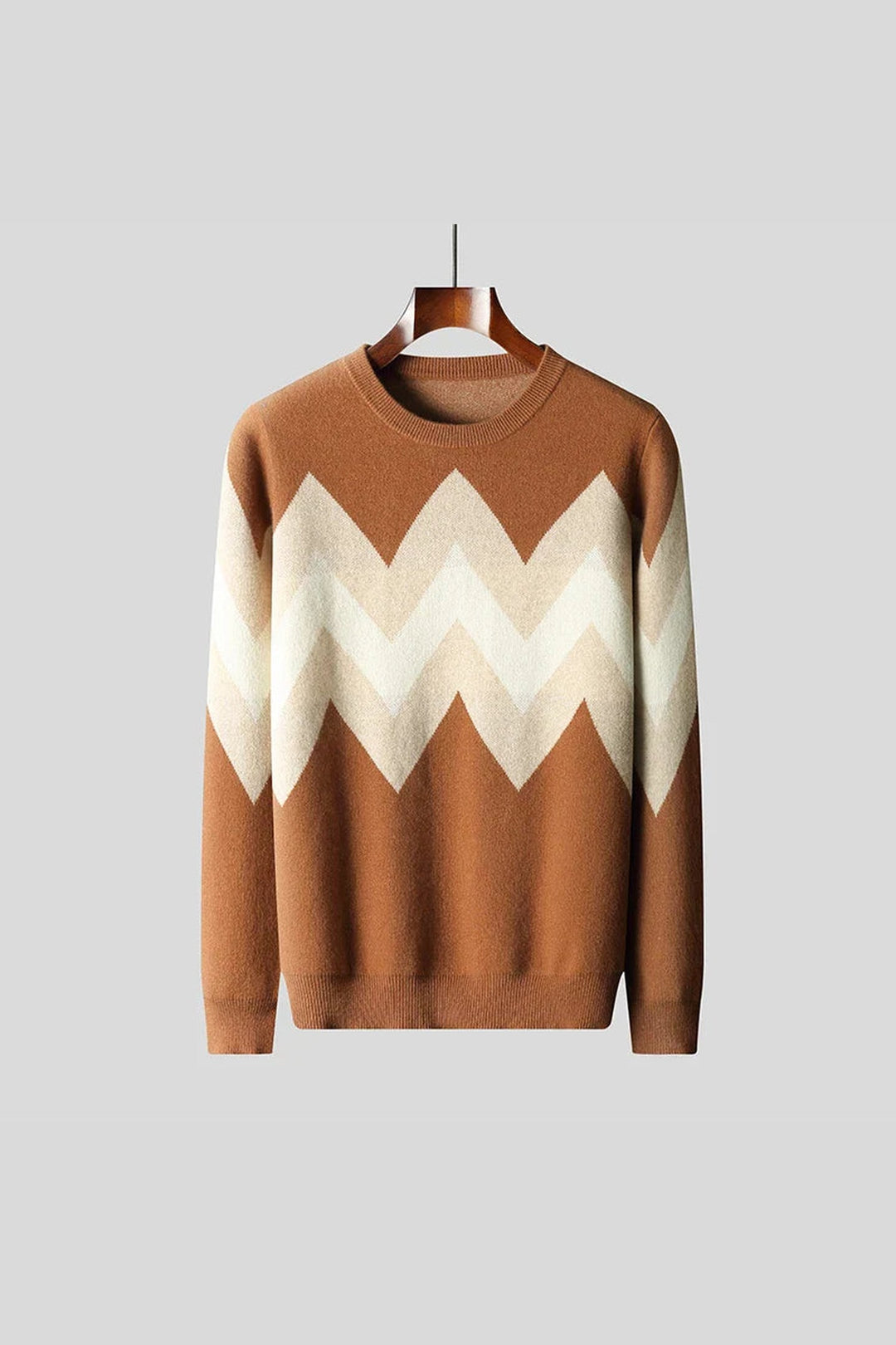 Men's Geometric Knit Jumper – Bold Pattern Crew Neck Sweater