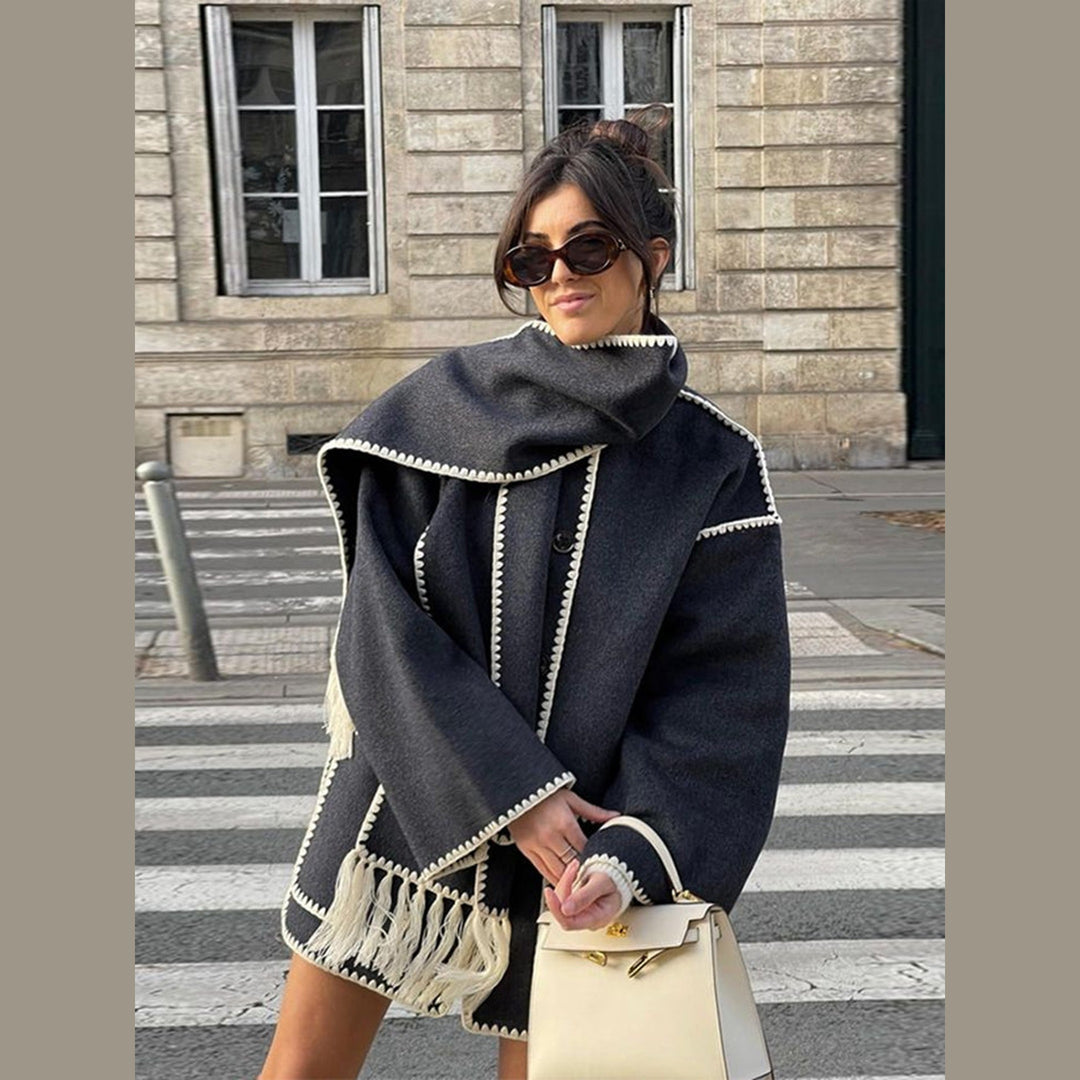 Women's 2-in-1 Scarf Coat – Plush Tailored Winter Elegance