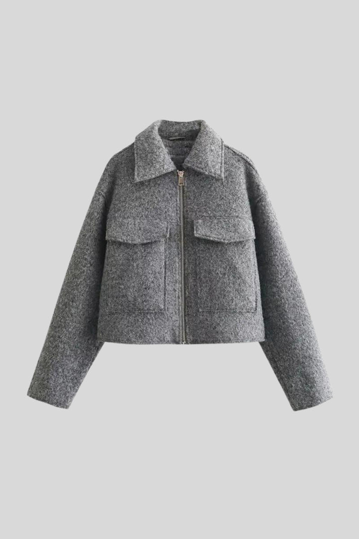 Women's Wool Blend Cropped Tailored Jacket – Smart Layering