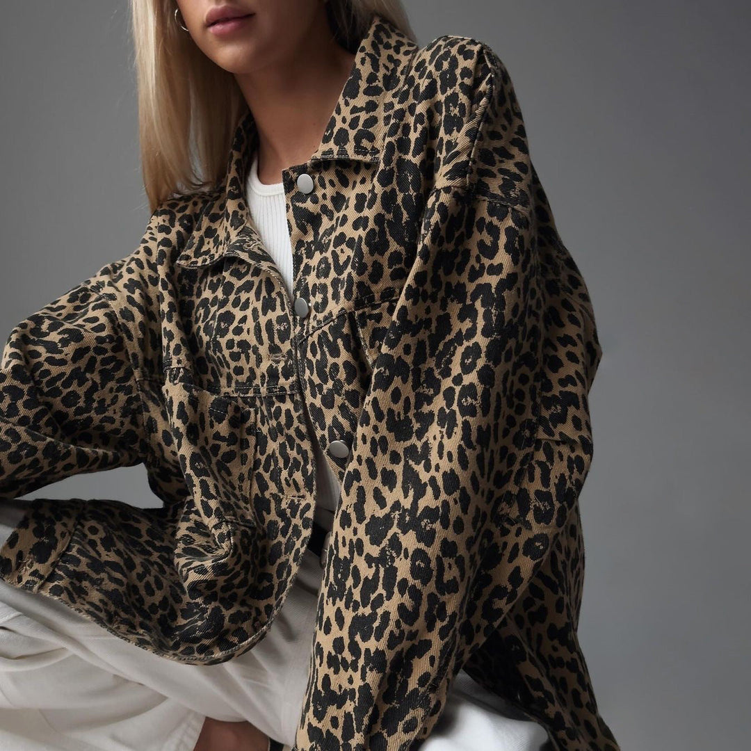 Women's Cotton Animal Print Denim Jacket – Relaxed Statement