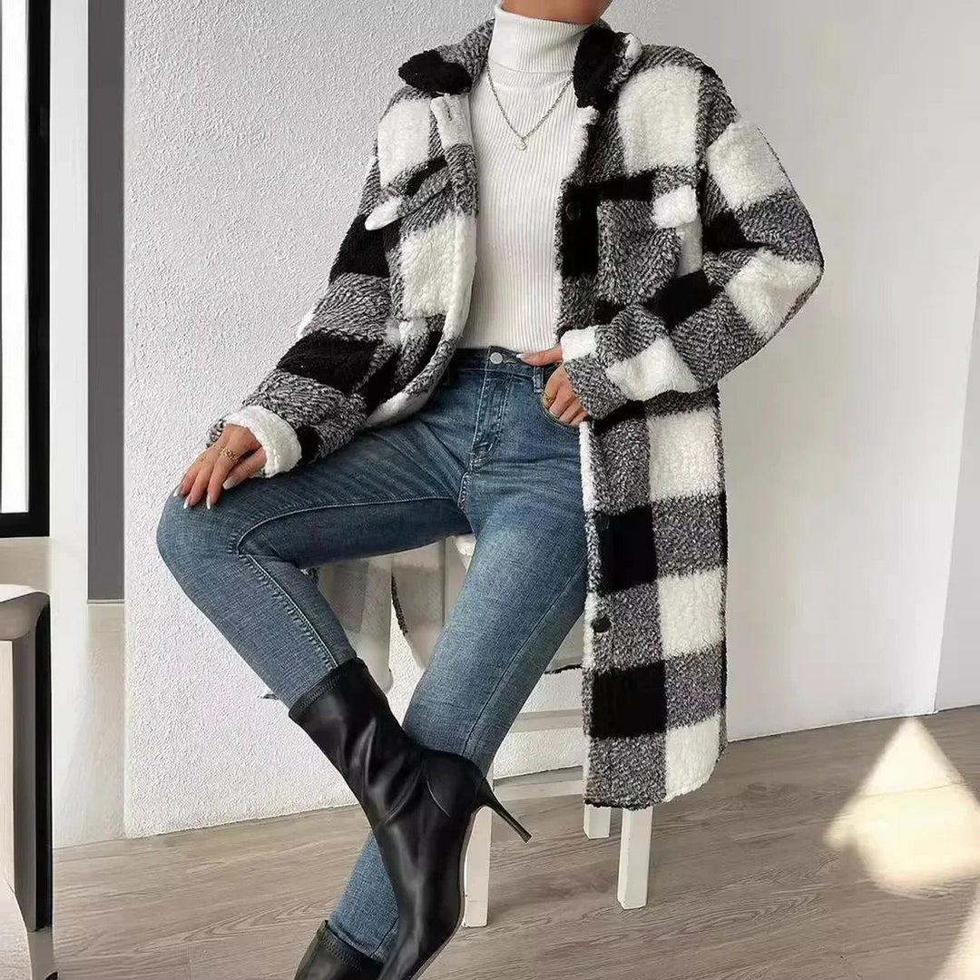 Women's Fleece Trench Coat – Open-Front Relaxed Layering Piece