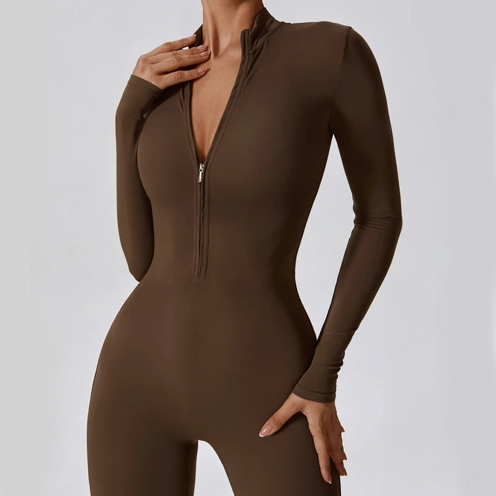 Women's Stretch Nylon Zipped Jumpsuit – Casual Everyday Wear