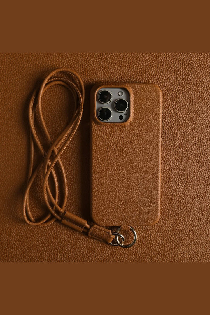 Genuine Leather Crossbody iPhone Case – Hands-Free Phone Cover