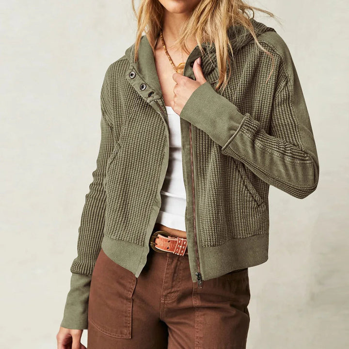 Women's Cropped Cotton Blend Hoodie – Soft Casual Layering