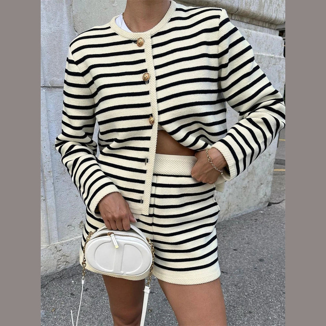 Women's Bella Ribbed Knit Co-Ord Set – Top and Flowy Shorts