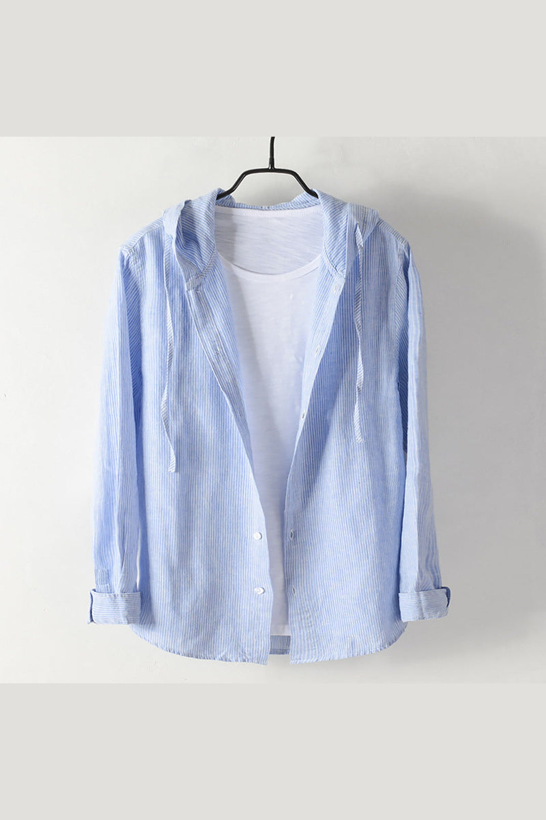 Unisex Hooded Linen Shirt – Breathable Button-Up for All Seasons