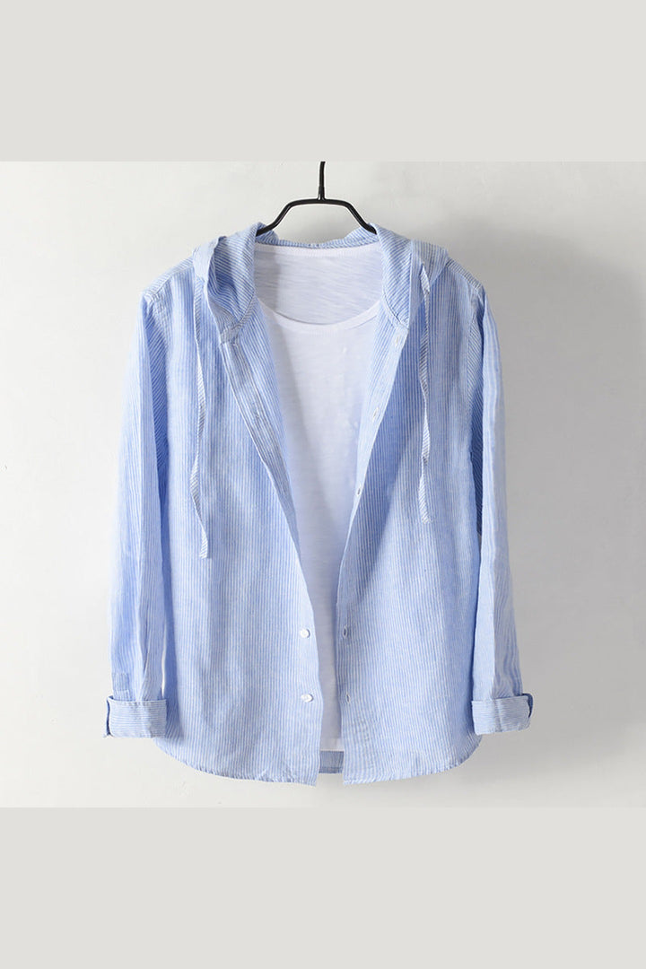 Unisex Hooded Linen Shirt – Breathable Button-Up for All Seasons