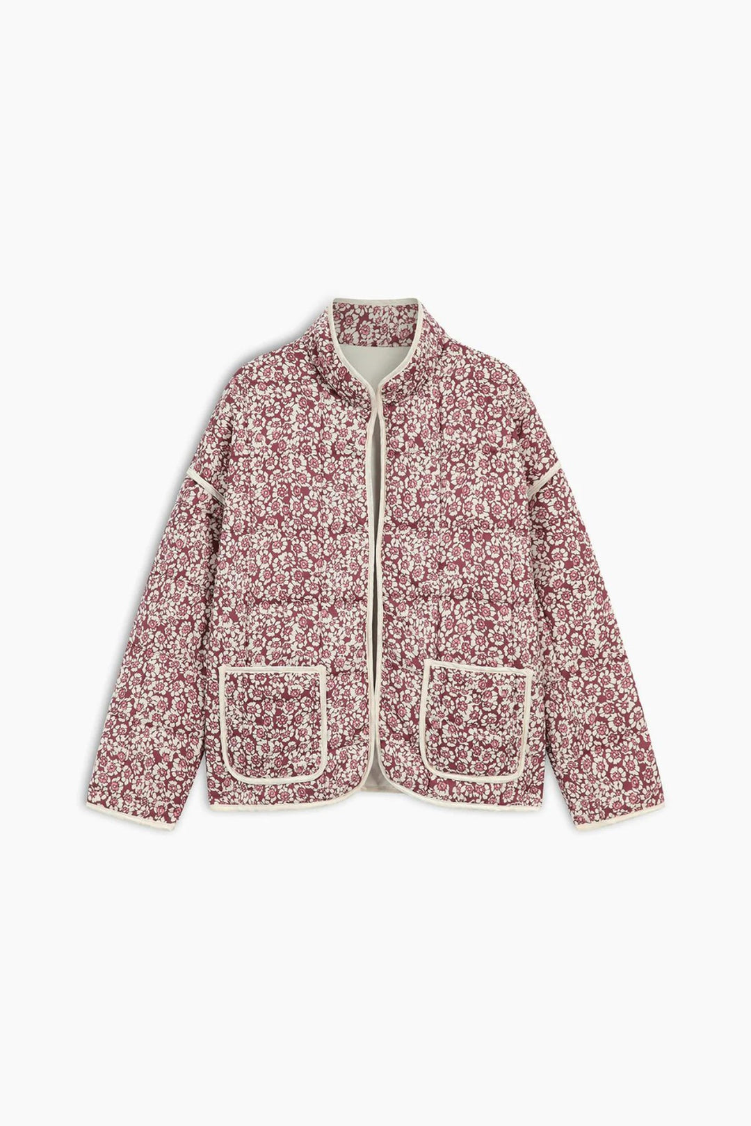 Women's Quilted Floral Coat – Pink Blossom Spring Jacket