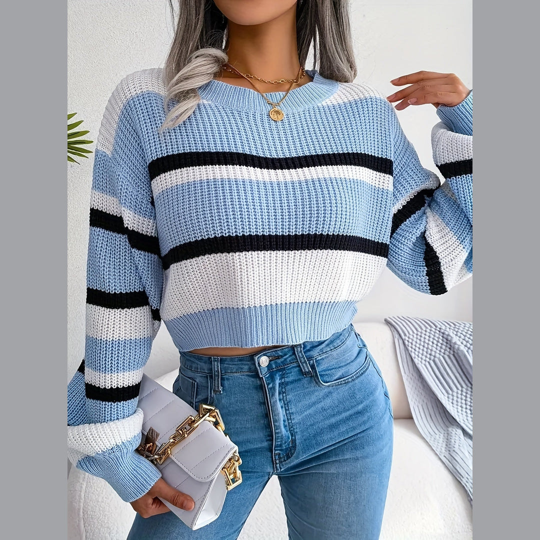 Women's Cropped Knit Jumper – Soft Ribbed Spring Layer
