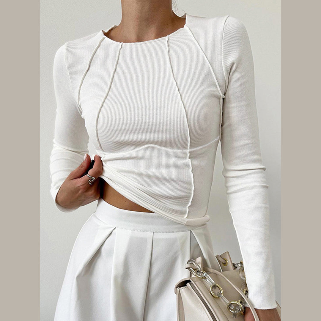 Women's Piped Long Sleeve Top – Slim Fit Everyday Layer