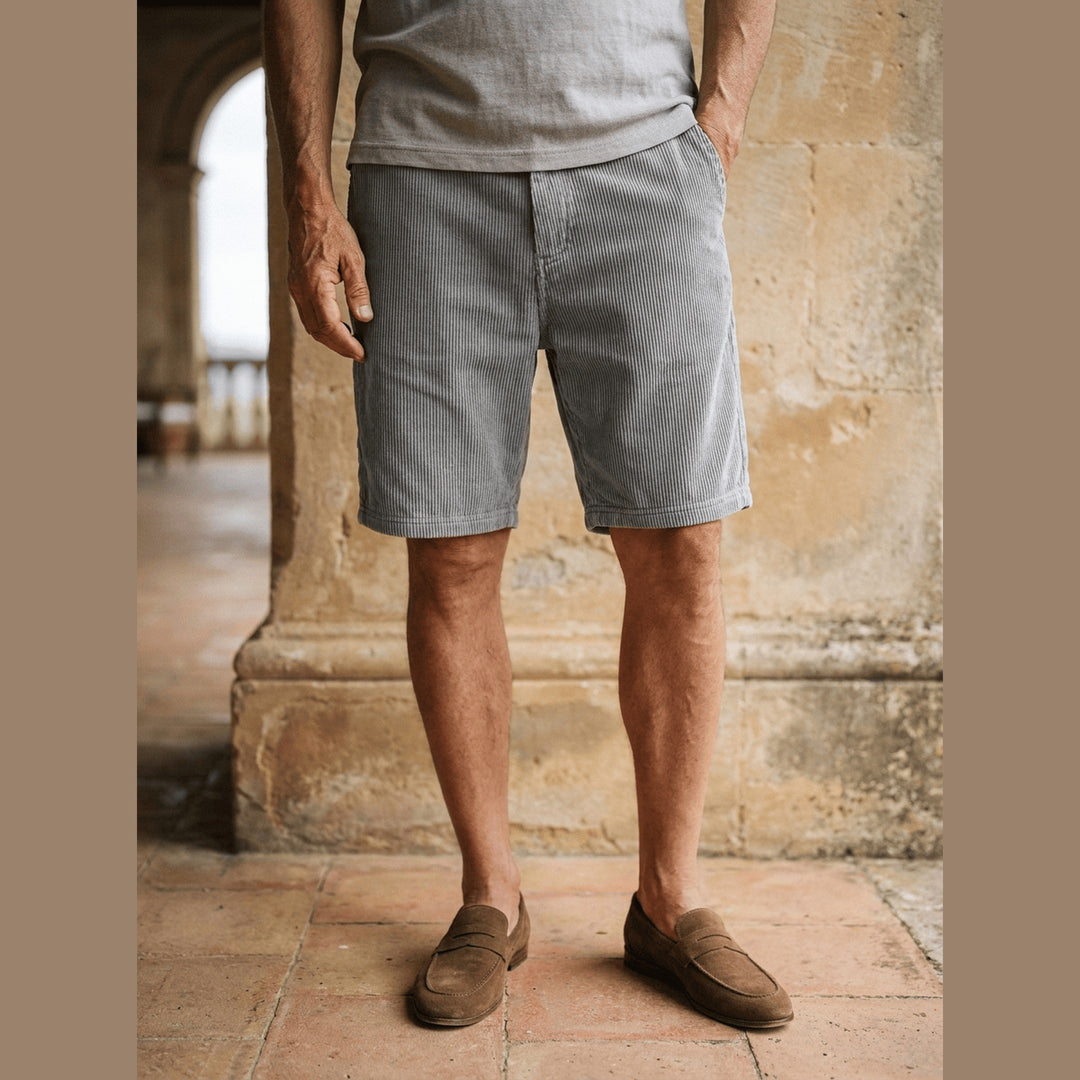 Men's Corduroy Summer Shorts – Soft Cotton – Elasticated Waist