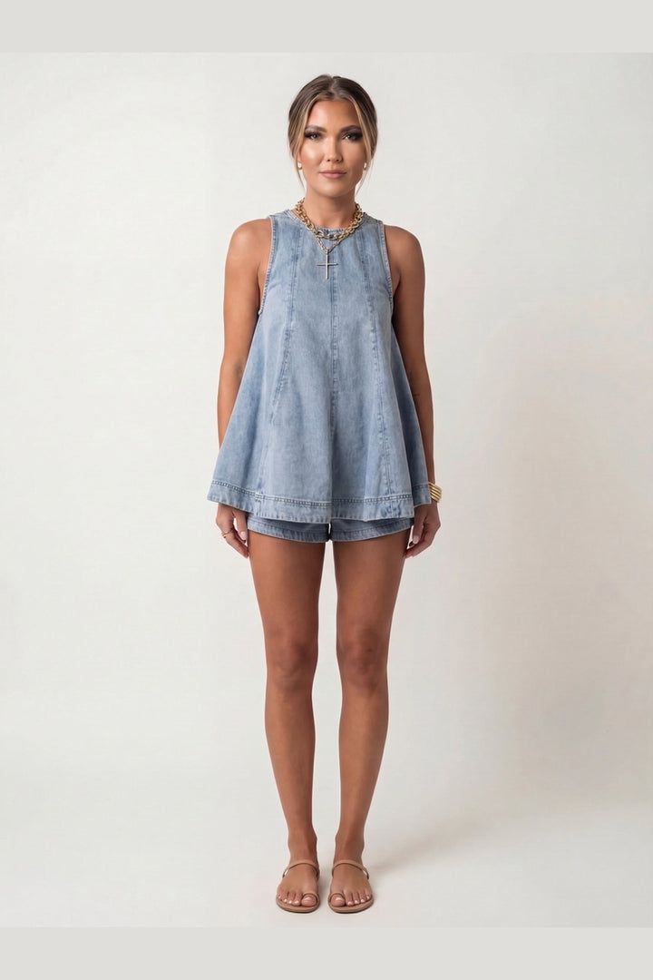 Women's Denim Two Piece Co-Ord Set – Relaxed Matching Outfit