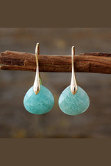 Women's Amazonite Natural Stone Drop Earrings – 18k Gold Plated