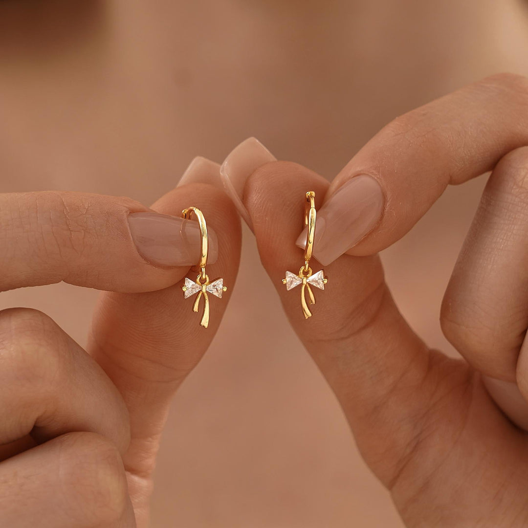Ribbon Bow Huggie Earrings - Regal Collective