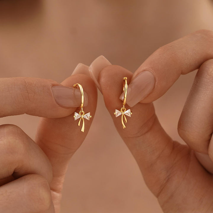 Ribbon Bow Huggie Earrings - Regal Collective
