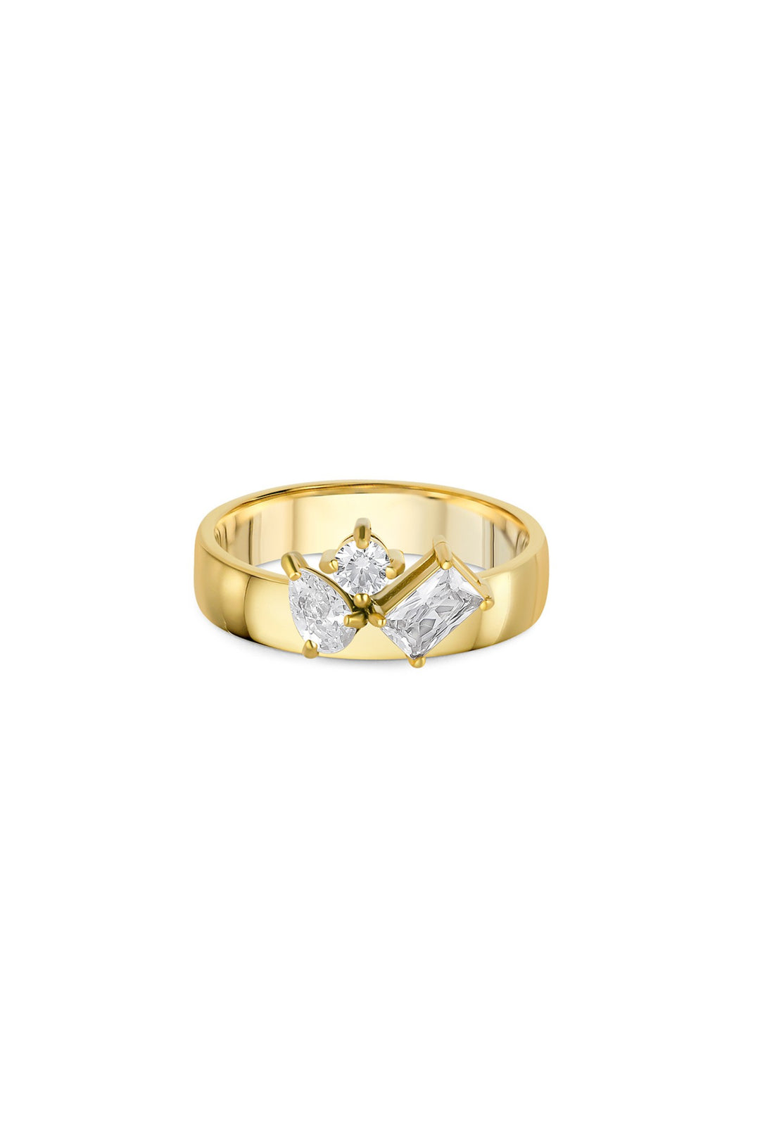 Women's Aurelie Gold Stacking Ring – Stainless Steel with Zirconia
