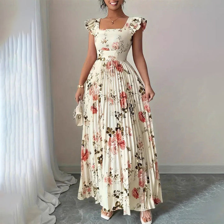 Women's Vintage Floral Pleated Maxi Dress – Summer Occasions