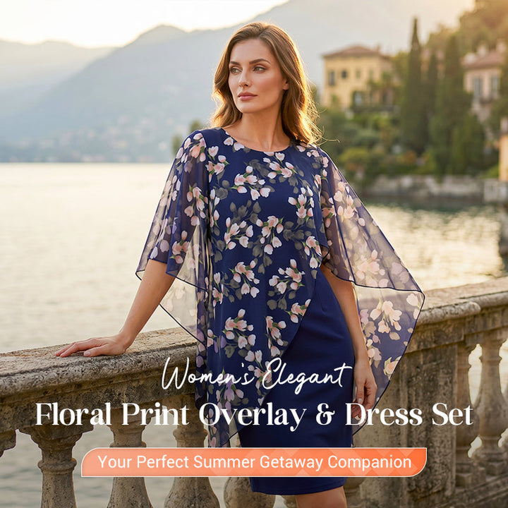 Women's Floral Overlay Dress Set – Sheer Two-Piece Slip Dress