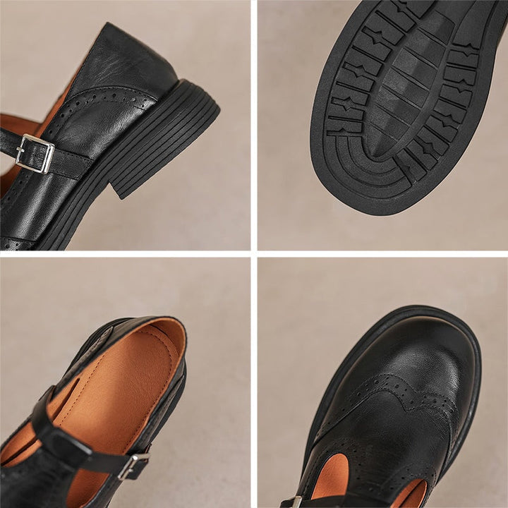 Women's Leather Mary Jane Flats - Timeless Elegance & All-Day Comfort