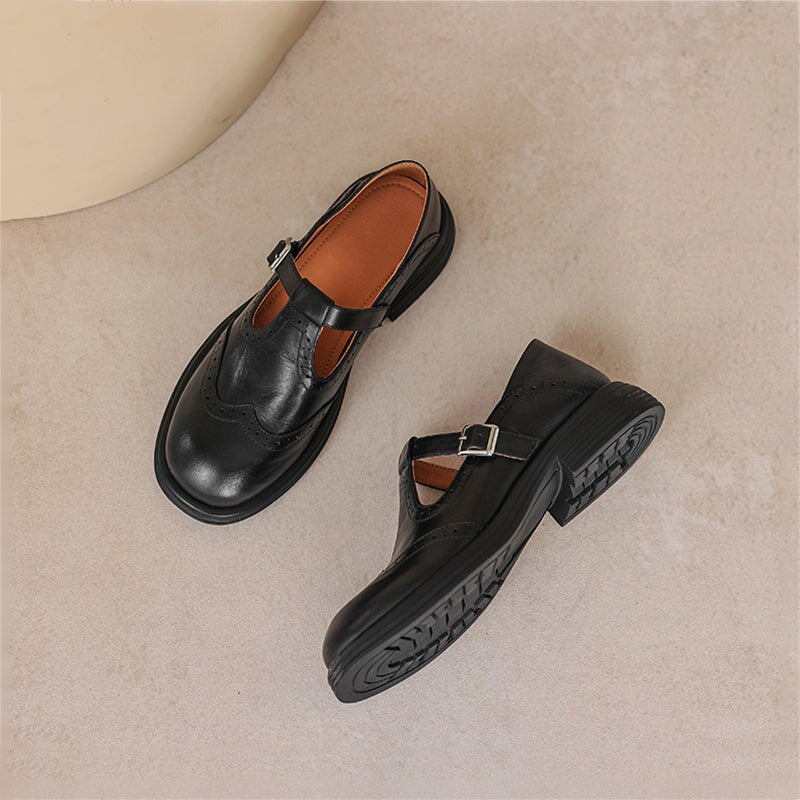 Women's Leather Mary Jane Flats - Timeless Elegance & All-Day Comfort