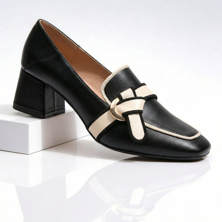 Women's Genuine Leather Outline Loafers - Everyday Comfort Heels