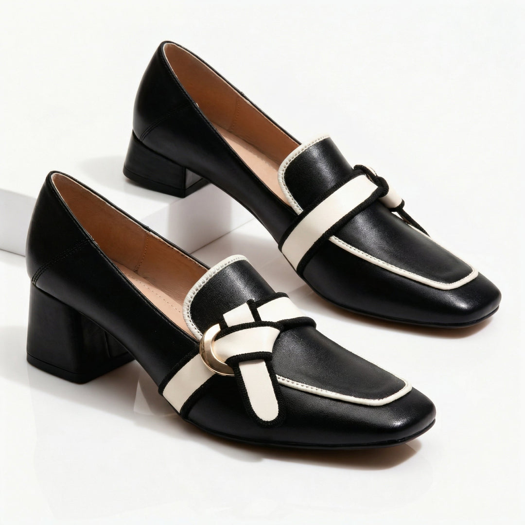 Women's Genuine Leather Outline Loafers - Everyday Comfort Heels