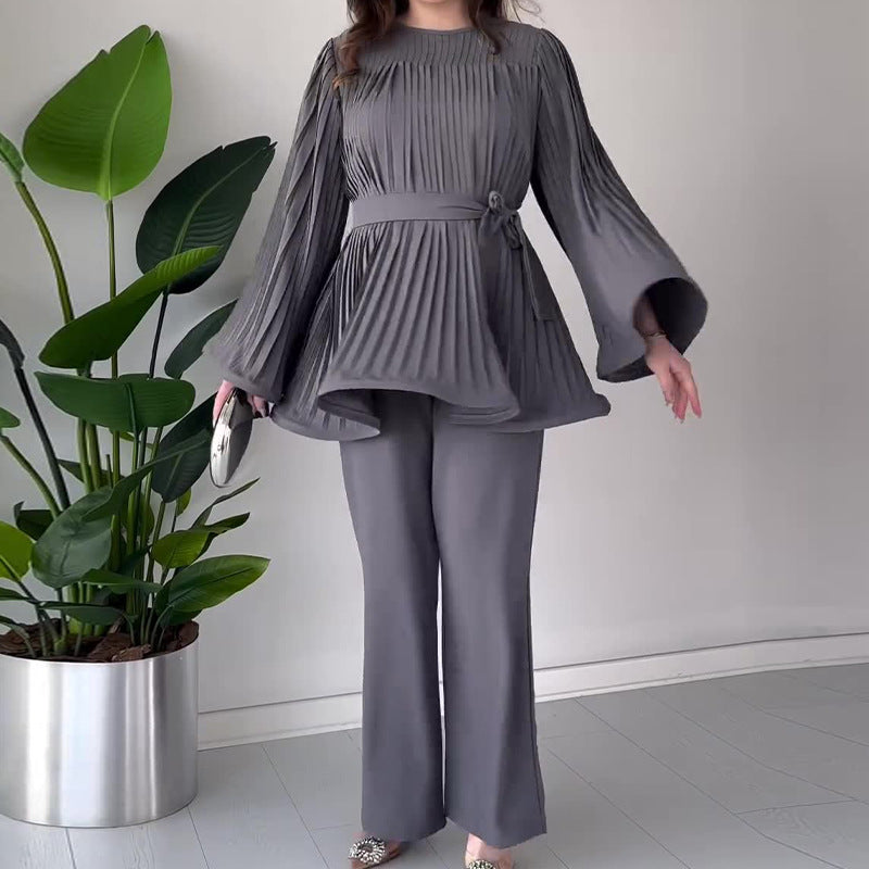Women's Pleated Two-Piece Set - Effortless Elegance
