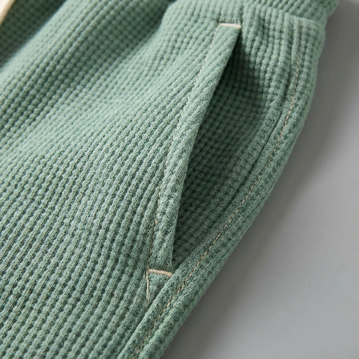 Men's Waffle-Knit Cotton Trousers - Relaxed Casual Joggers