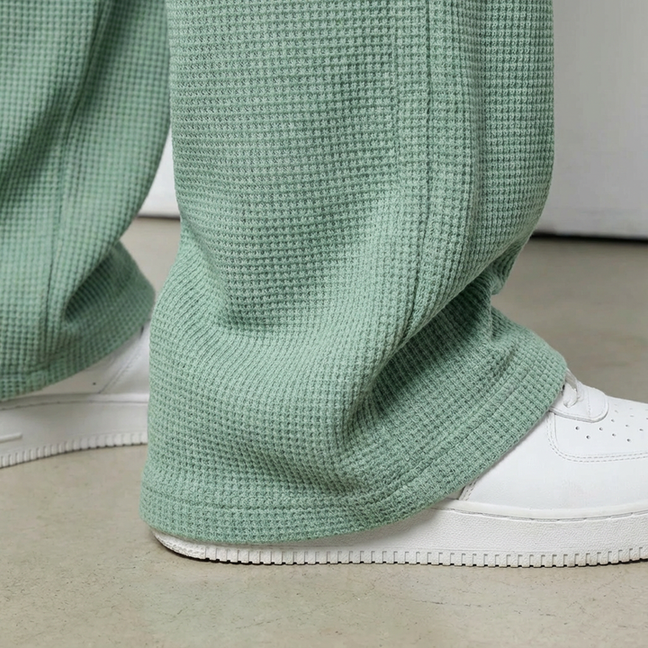 Men's Waffle-Knit Cotton Trousers - Relaxed Casual Joggers