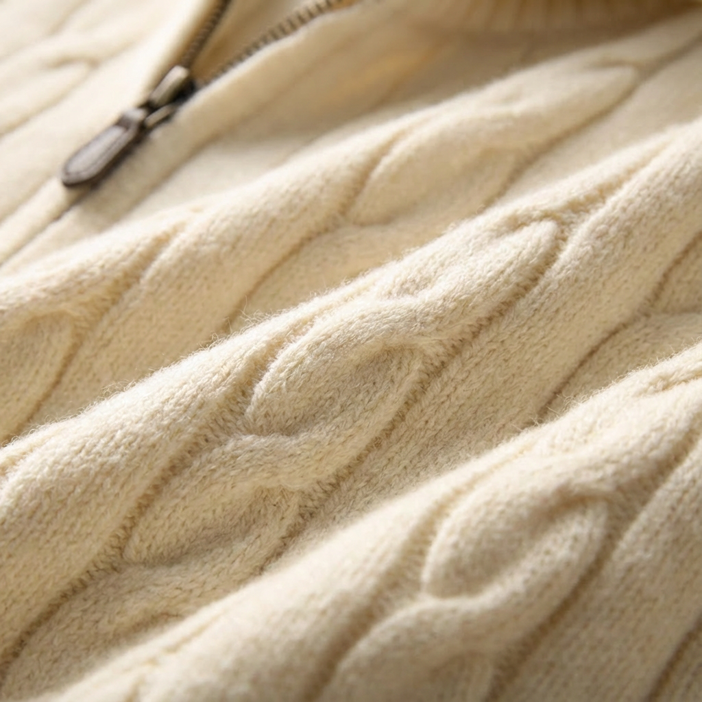 Men's Cable-Knit Half-Zip Jumper – Stand-Collar Sweater