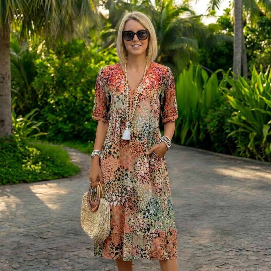 Women's Sculpted Waist Dress - Flowing Silhouette for a Flattering