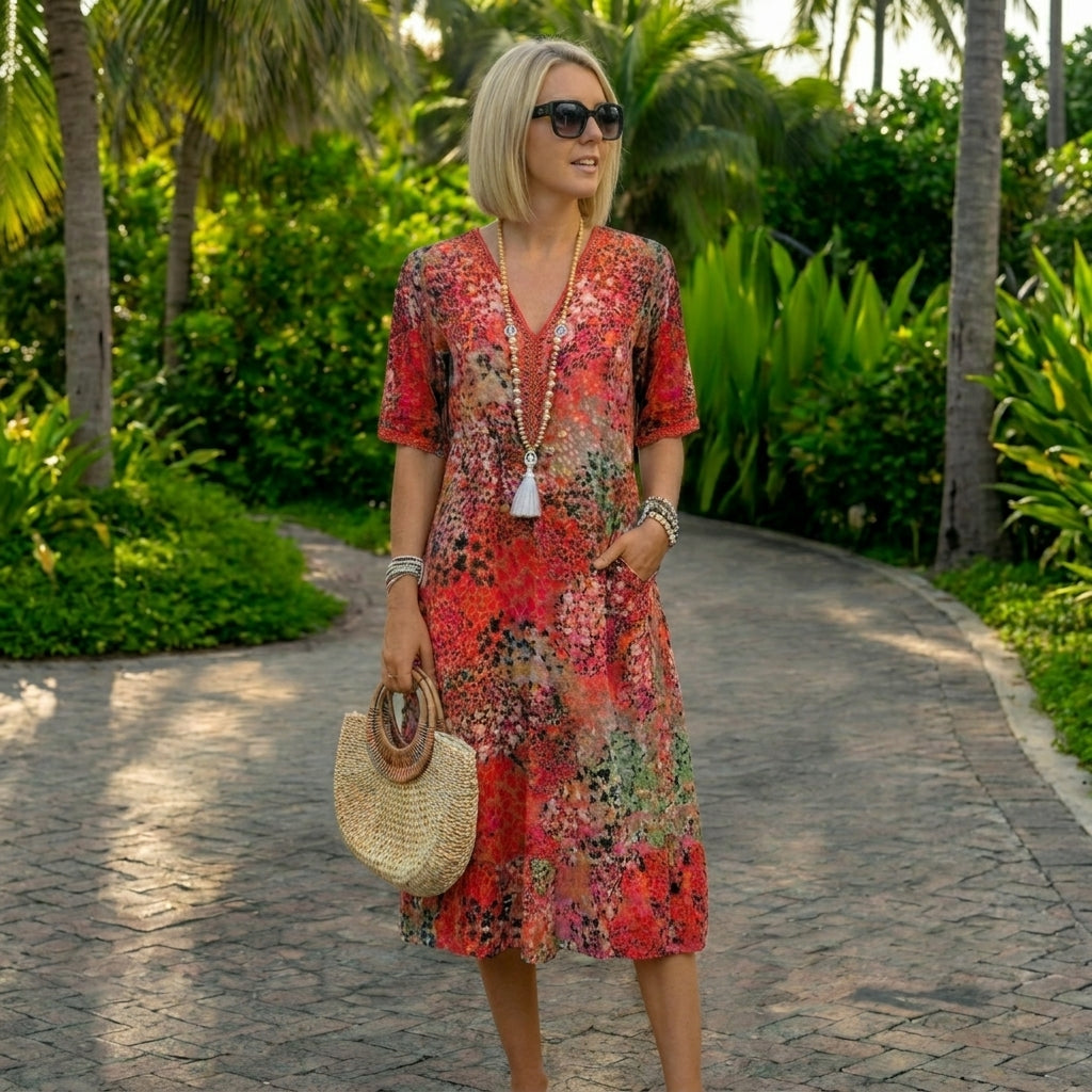 Women's Sculpted Waist Dress - Flowing Silhouette for a Flattering