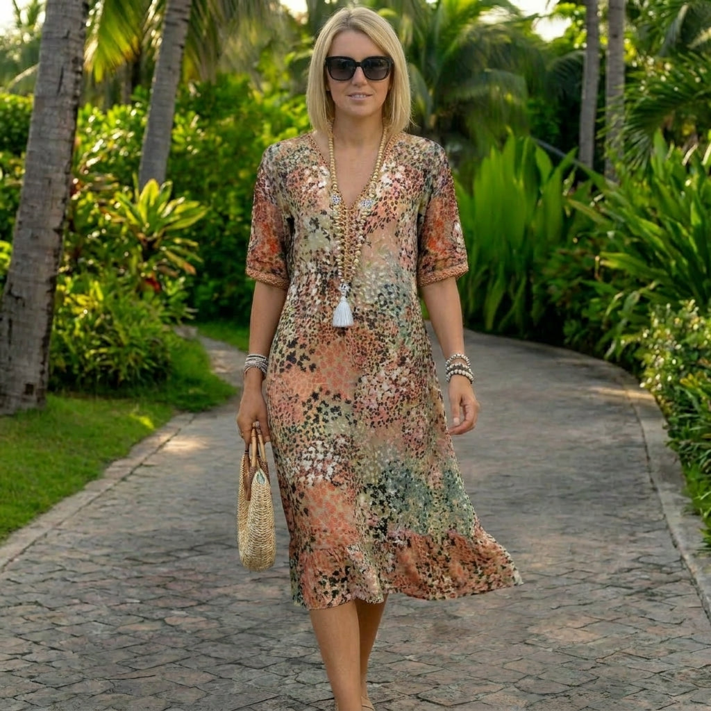 Women's Sculpted Waist Dress - Flowing Silhouette for a Flattering