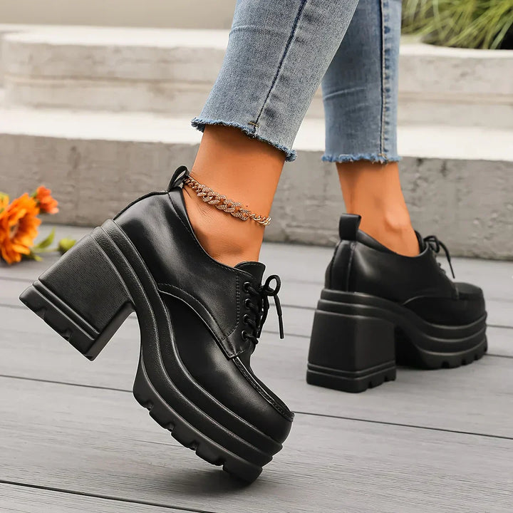 Women's Vegan Leather Platform Oxfords - Elegant Dress Shoes