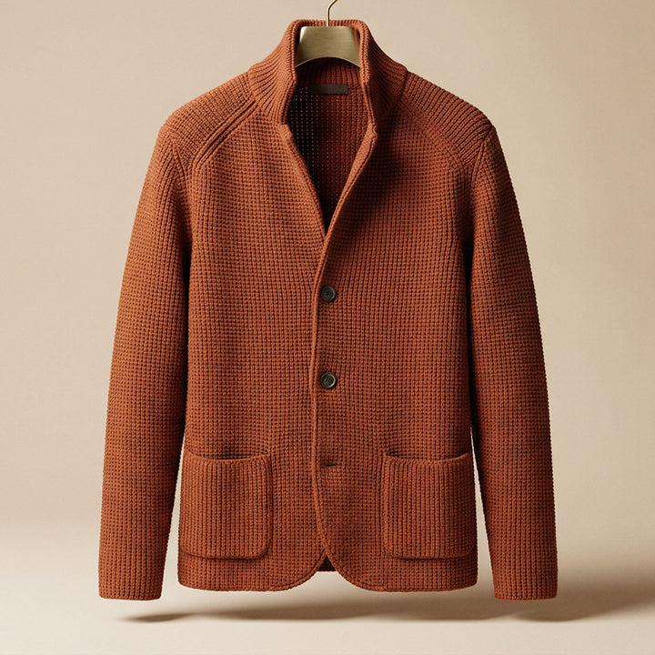 Men's Knit Cardigan – Button-Front Tailored Layering Jumper
