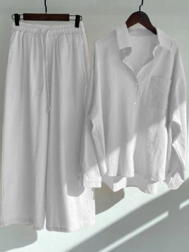 Women's Two-Piece Bolero Top and Pants Set - Effortless Streetwear