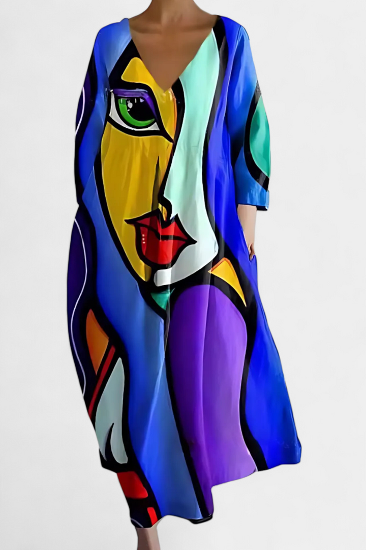 Women's Flowing V-Neck Dress - Your All-Day Comfort