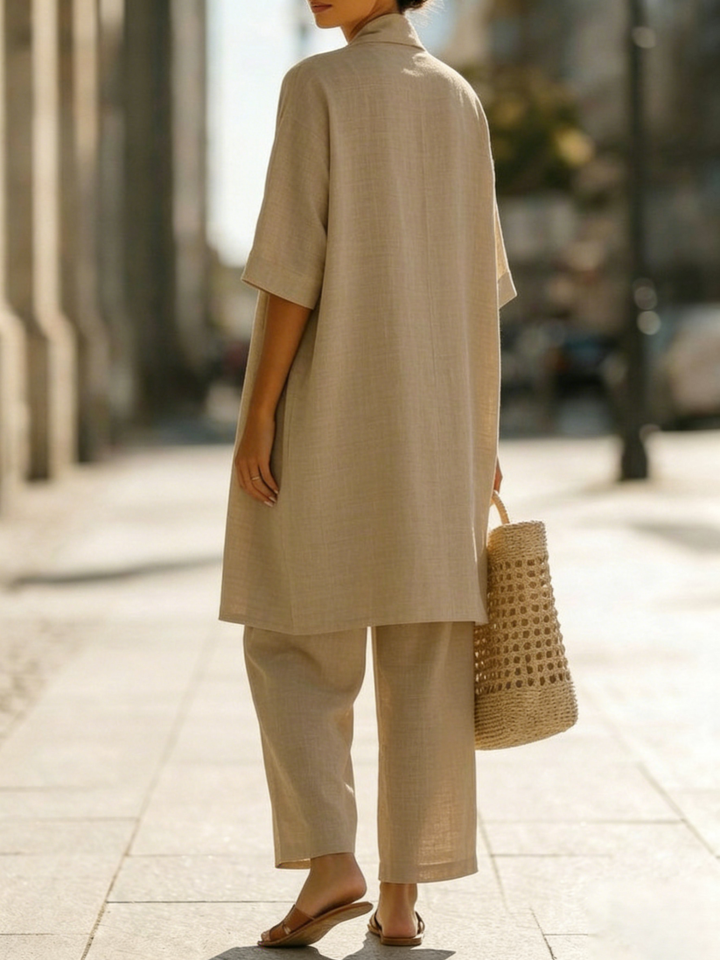 Women's Linen & Cotton Three-Piece Set - Effortless Minimalist