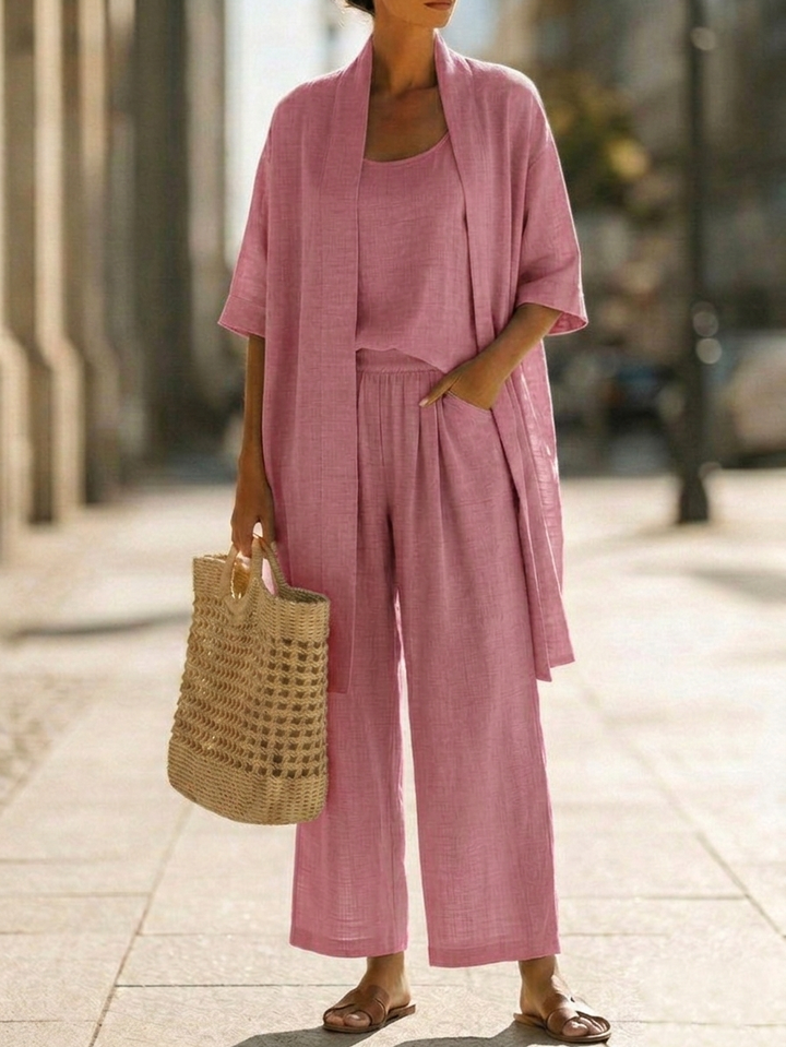 Women's Linen-cotton Three-piece Set - Everyday Comfort