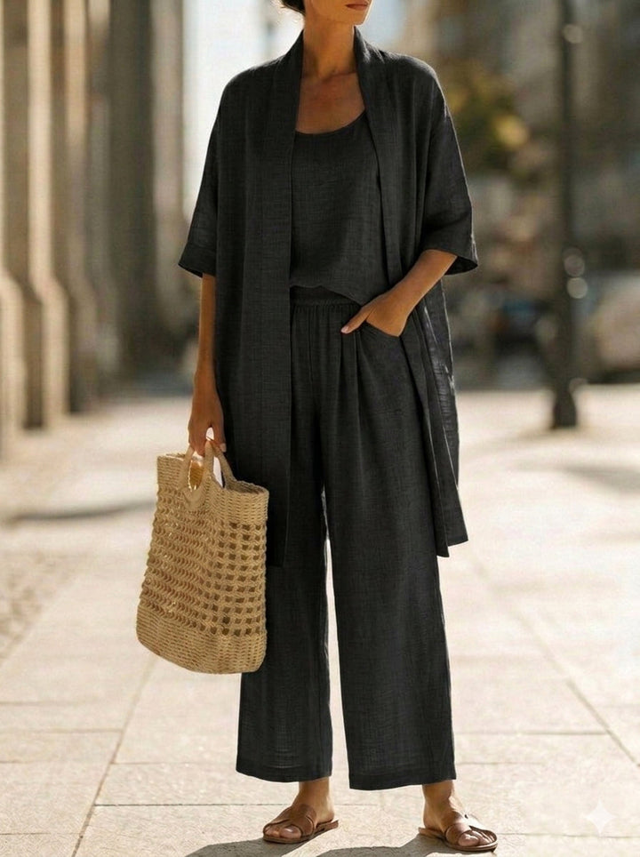 Women's Linen-cotton Three-piece Set - Everyday Comfort