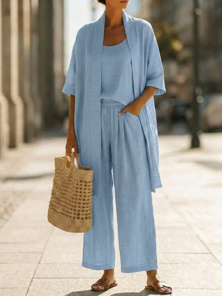 Women's Linen-cotton Three-piece Set - Everyday Comfort